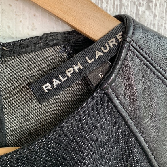 Ralph Lauren Black Label Leather Lamb Denim Stretch Dress sz 6 - Picture 4 of 9